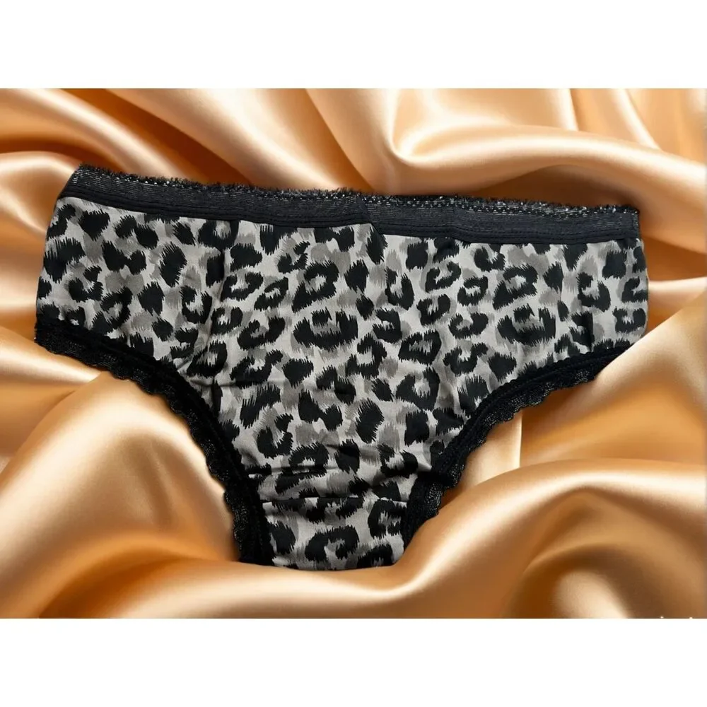 New Bikini Brief Lace Accent Animal Big Cat Small Panties Underwear NWOT